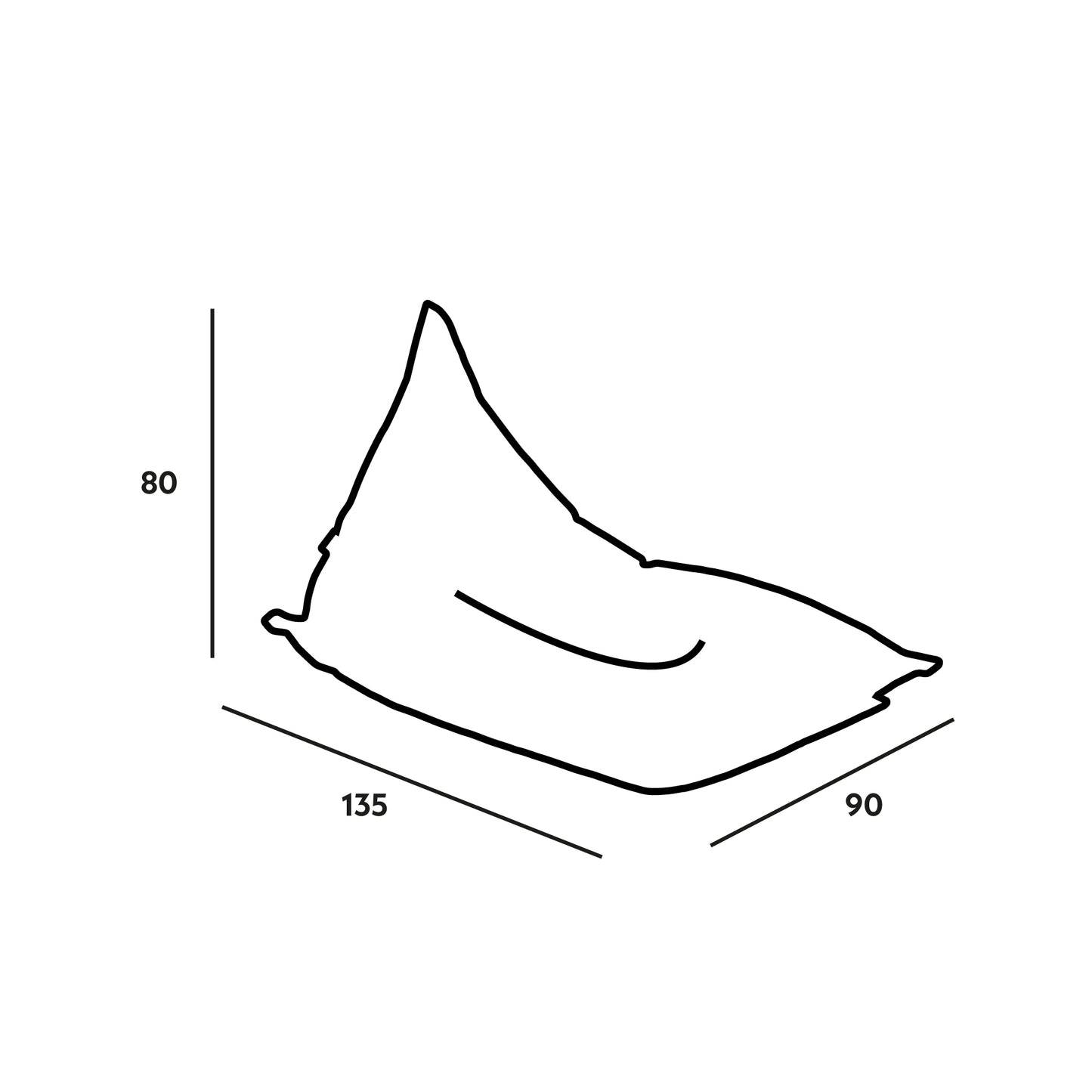 Kleo - Pouf Shongo medio a forma di triangolo in tessuto antimacchia Tiffany per interno Dim: 90x135 cm